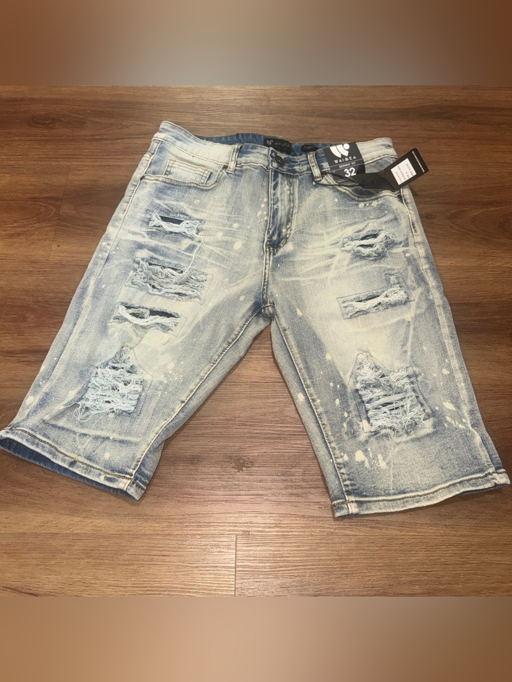 NWT WAIMEA Denim Shorts Men's Size 32 Skinny Fit Distressed
